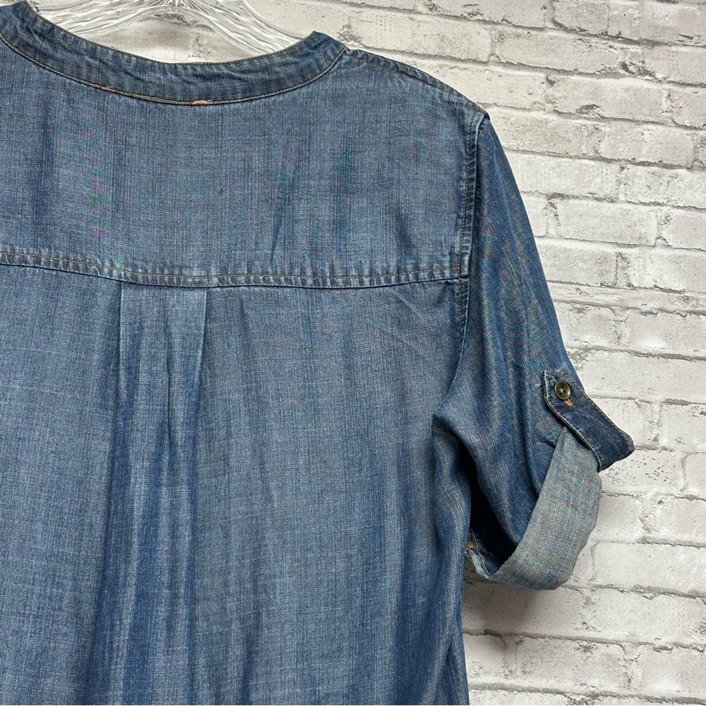 Philosophy Women’s Small Tencel Short Roll-Sleeves Tunic Dress Pockets READ - Picture 7 of 15